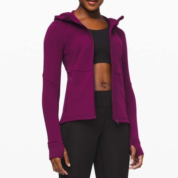 Lululemon Fleece Flurry Zip Up Hoodie Jacket Sweater Plum Marvel - Sz 8 - Picture 1 of 16